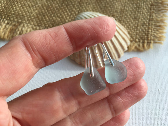 Waterdrop Earrings - Grey Seaham Sea Glass Earrings