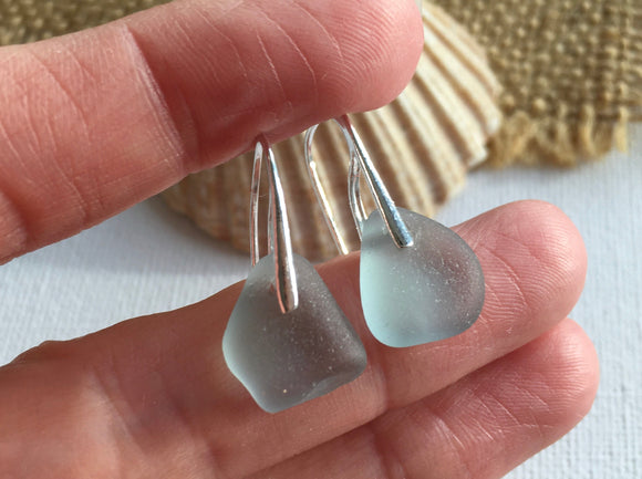 Waterdrop Earrings - Grey Seaham Sea Glass Earrings