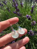 Japanese Sea Glass Ohajiki, Flat Marble Earrings, Drop Design Earrings