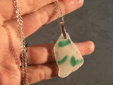 Scottish Spatter Sea Glass Necklace, Multi Colour Green White