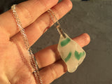 Scottish Spatter Sea Glass Necklace, Multi Colour Green White
