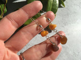 Japanese Amber Sea Glass & Antique Amber Earrings, sterling silver