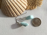 Waterdops - Blue Milk Sea Glass Earrings, Sterling Silver