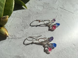 Seaham Sea Glass Pink Purple Multi Chandelier Earrings