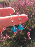 Turquoise Seaham Sea Glass Earrings - Sterling Silver