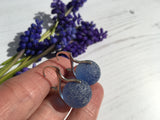 Japanese Sky Blue Sea Glass Marble Earrings, Leverback Sterling Silver