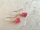 Scottish Pink Sea Glass Heart Design Earrings - Sterling Silver