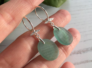 Japanese Ohajiki Ocean Seafoam Wing Design Earrings
