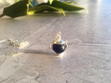 Sea glass bead necklace - Little dark blue teapot