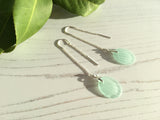 Japanese Sea Glass Ohajiki, Flat Marble Threader Earrings