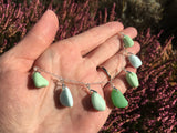 Milk Sea Glass Necklace - blue green sterling silver 18"