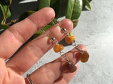 Japanese Amber Sea Glass & Antique Amber Earrings, sterling silver