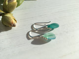 Turquoise Multi Seaham Sea Glass Earrings, Sterling Silver Petite Water drops