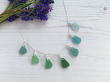 Japanese Sea Glass Necklace, Aqua Green Ombré 18" sterling silver 1