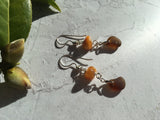 Japanese Amber Sea Glass & Antique Amber Earrings, sterling silver