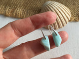 Waterdops - Blue Milk Sea Glass Earrings, Sterling Silver