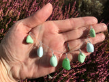 Milk Sea Glass Necklace - blue green sterling silver 18"