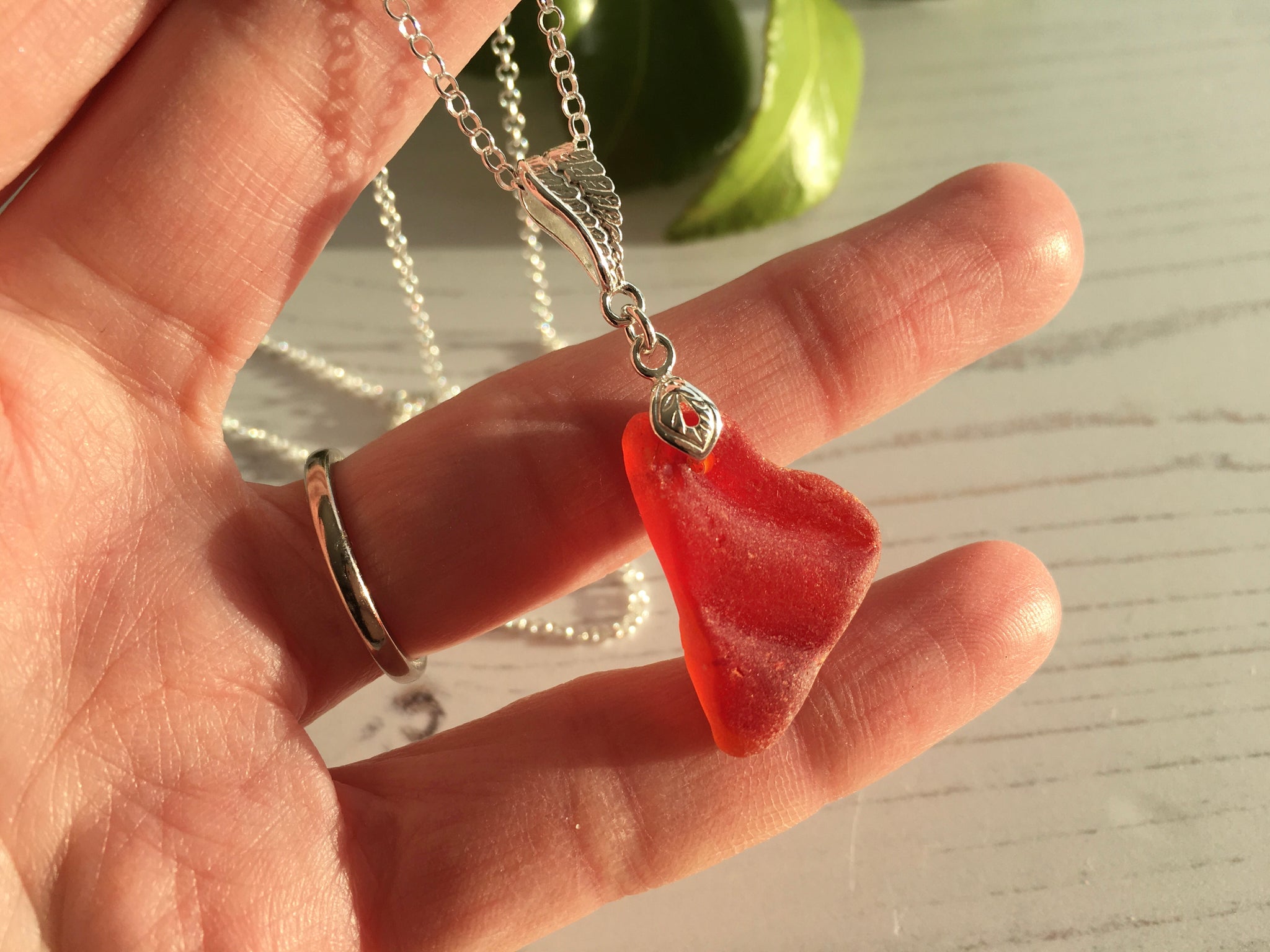 Red Sea Glass Dangle Earrings | Sea Glass Earrings Online