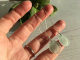 Japanese Sea Glass Ohajiki, Flat Marble Threader Earrings