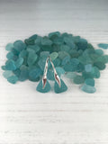 Japanese Sea Glass Earrings, Aqua Colour, Mermaid Tail sterling silver
