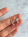 Scottish Pink Sea Glass Bow Design Earrings - Sterling Silver
