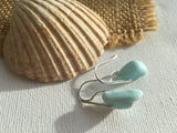 Waterdops - Blue Milk Sea Glass Earrings, Sterling Silver