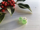 Genuine Beach Glass Marble Earrings, Sterling Silver Lever Back