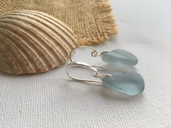 Ocean Waves - Grey Seaham Sea Glass Earrings