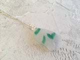 Scottish Spatter Sea Glass Necklace, Multi Colour Green White