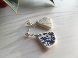 Scottish Sea Pottery Earrings - Floral Print Stud Earring