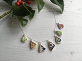 Sea Pottery Rainbow Pattern Necklace - 18" sterling silver