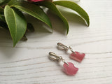 Scottish Pink Sea Glass Clip on Earrings - Sterling Silver
