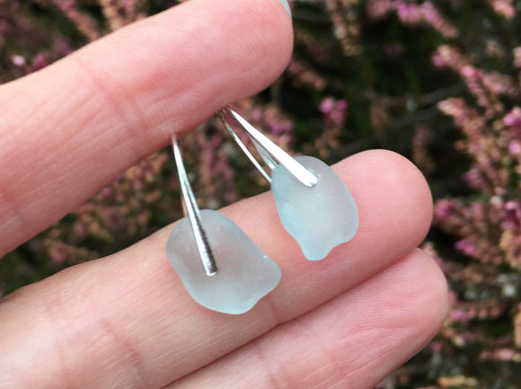 Water drop Earrings - Grey Seaham Sea Glass Earrings