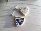 Scottish Sea Pottery Earrings - Floral Print Stud Earring