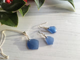 Scottish Light Blue Sea Glass Jewellery Set - Sterling Silver