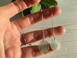 Japanese Sea Glass Ohajiki, Flat Marble Threader Earrings