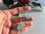 Japanese Aqua Sea Glass Jewellery Set - Sterling Silver