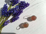 Genuine Red Japanese Beach Glass Marble Earrings