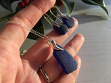 Scottish Blue Sea Glass Jewellery Set - Sterling Silver