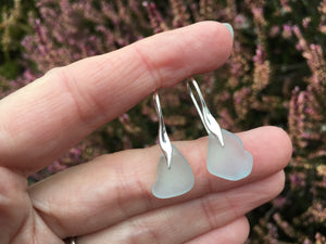 Waves - Grey Sea Glass Earrings Mermaid Tail 2