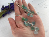 Japanese Sea Glass Cascade Earrings, Sterling Silver Green Aqua Ombre