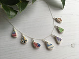 Sea Pottery Colourful Pattern Necklace - 18" sterling silver