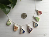 Sea Pottery Rainbow Pattern Necklace - 18" sterling silver