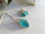 Japanese Teal Sea Glass Jewellery Set - Sterling Silver