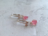 Scottish Pink Sea Glass Bow Design Earrings - Sterling Silver