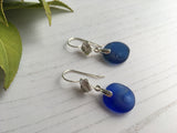 Royal Blue Japanese Sea Glass Ohajiki Earrings