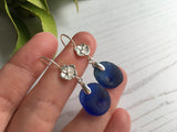 Royal Blue Japanese Sea Glass Ohajiki Earrings