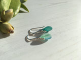 Turquoise Multi Seaham Sea Glass Earrings, Sterling Silver Petite Water drops