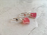 Scottish Pink Sea Glass Heart Design Earrings - Sterling Silver