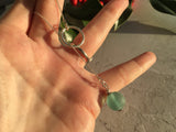 Y Necklace Japanese Sea Glass Marble, Small Aqua Beach Glass, Sphere Pendant